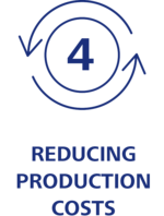 Icon showing the 4th advantage of the T1 system: Reducing production costs