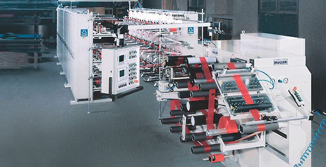 Whole machine system consisting of Müller slitting machine and SAHM winding machine